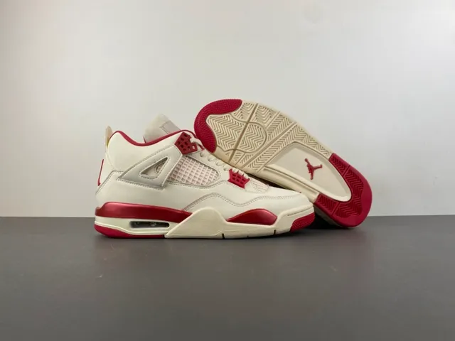 Air Jordan 4 सफेद लाल बास्केटबॉल जूते 12