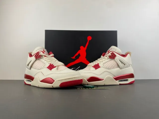 Air Jordan 4 सफेद लाल बास्केटबॉल जूते 13