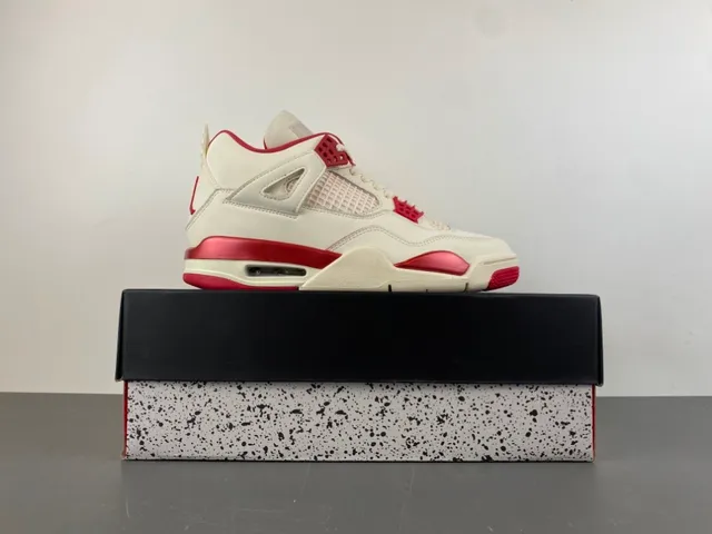 Air Jordan 4 सफेद लाल बास्केटबॉल जूते 15