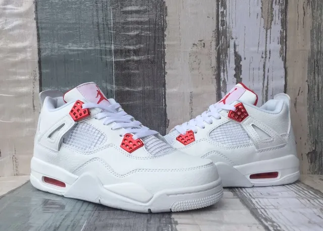 Air Jordan 4 White Red Basketball Shoes 4