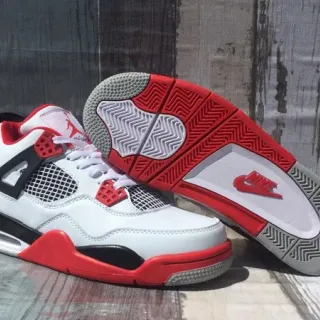 Air Jordan 4 সাদা লাল কালো বাস্কেটবল জুতো
