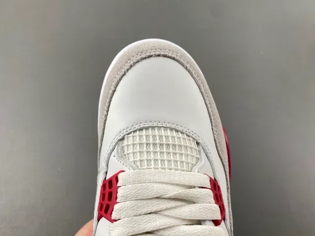 Air Jordan 4 Zapatos de Baloncesto Blancos Rojos Goma 5