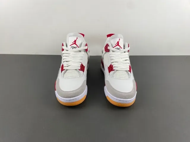 Air Jordan 4 Zapatos de Baloncesto Blancos Rojos Goma 11