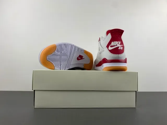 Air Jordan 4 Zapatos de Baloncesto Blancos Rojos Goma 16