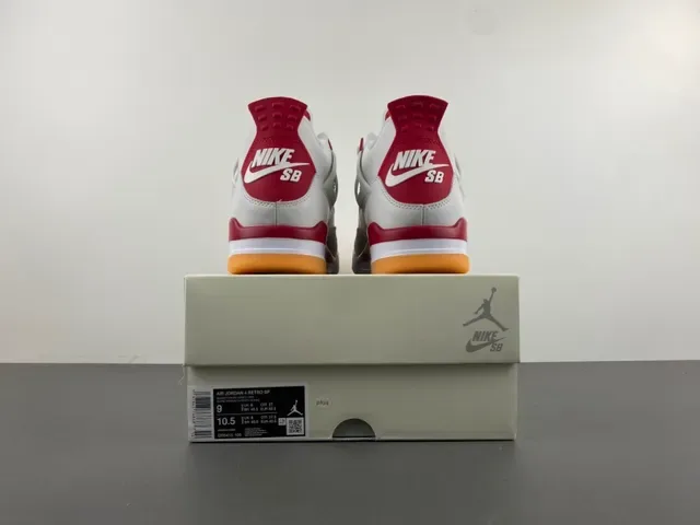 Air Jordan 4 Zapatos de Baloncesto Blancos Rojos Goma 17