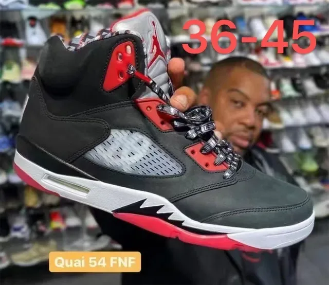 Air Jordan 5 Black Red White Zapatillas de Baloncesto 3