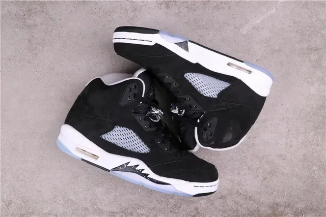 Air Jordan 5 Black White Light Blue Basketball Shoes 6
