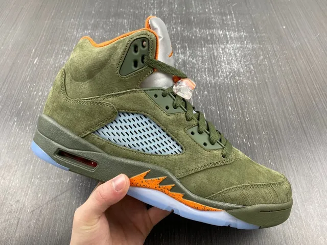 Air Jordan 5 ज़ैतूनी हरा नारंगी लौ बास्केटबॉल जूते 3