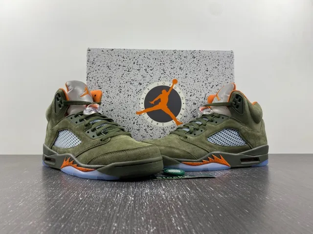 Air Jordan 5 ज़ैतूनी हरा नारंगी लौ बास्केटबॉल जूते 5
