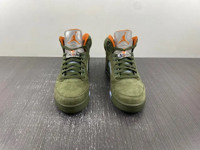 Air Jordan 5 ज़ैतूनी हरा नारंगी लौ बास्केटबॉल जूते 6