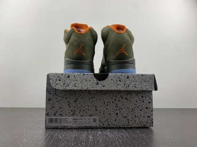 Air Jordan 5 ज़ैतूनी हरा नारंगी लौ बास्केटबॉल जूते 7