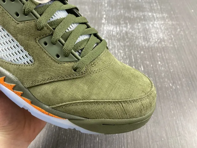 Air Jordan 5 ज़ैतूनी हरा नारंगी लौ बास्केटबॉल जूते 10