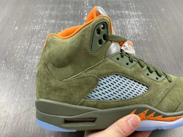 Air Jordan 5 ज़ैतूनी हरा नारंगी लौ बास्केटबॉल जूते 11
