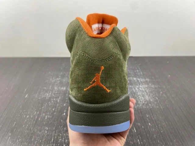 Air Jordan 5 ज़ैतूनी हरा नारंगी लौ बास्केटबॉल जूते 14