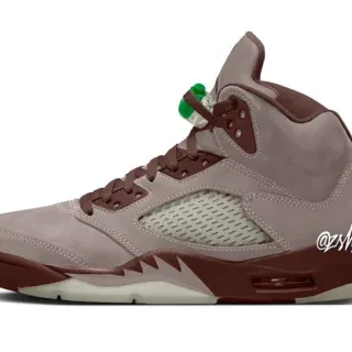 Tênis de basquete de cano alto Air Jordan 5 taupe e bordô