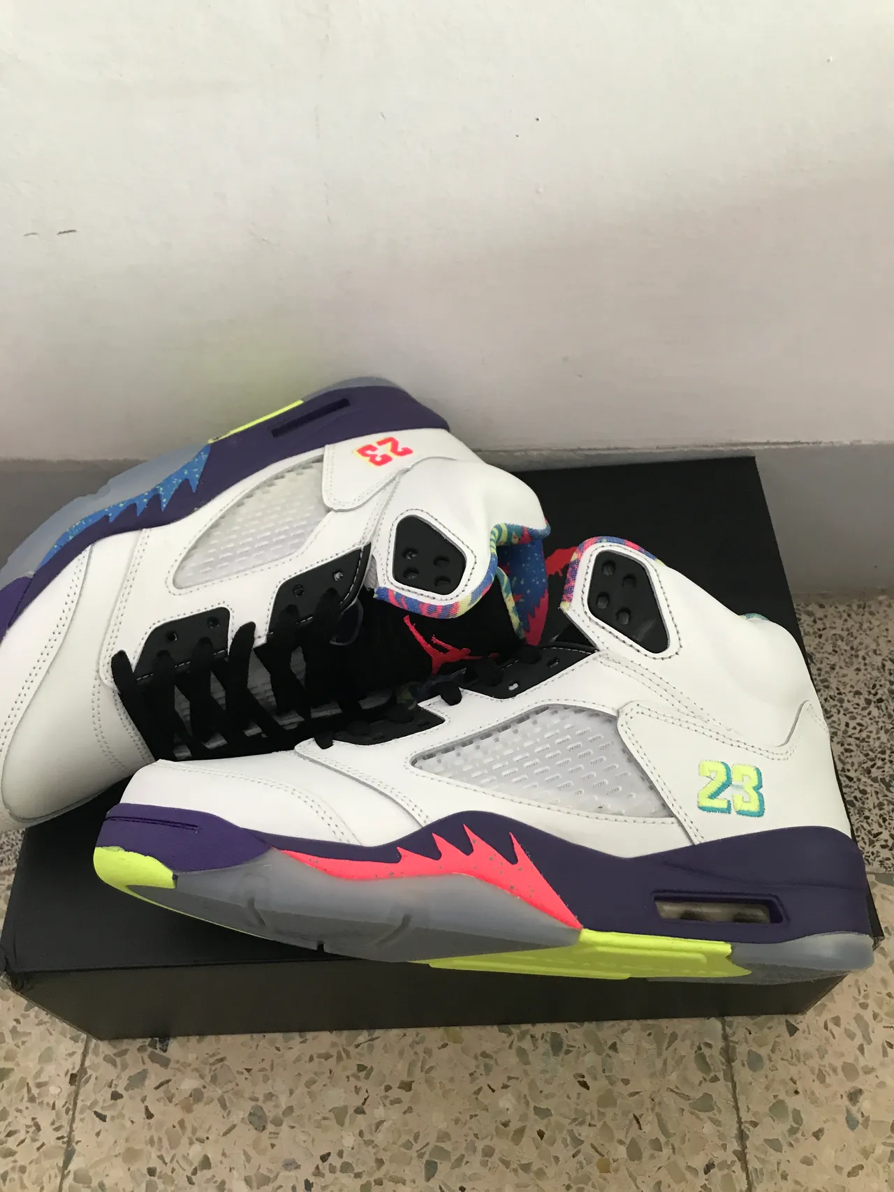 Air Jordan 5 chaussures de basketball blanc violet vert fluo 2