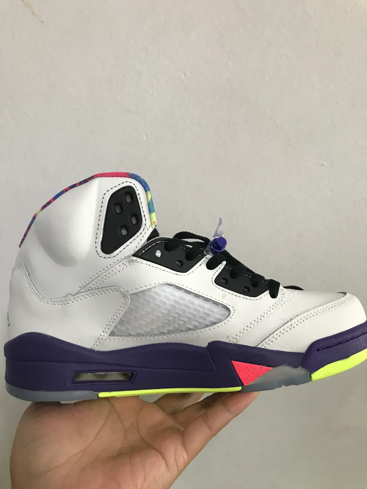Air Jordan 5 chaussures de basketball blanc violet vert fluo 4