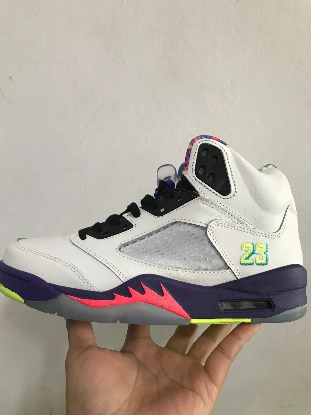 Air Jordan 5 chaussures de basketball blanc violet vert fluo 5