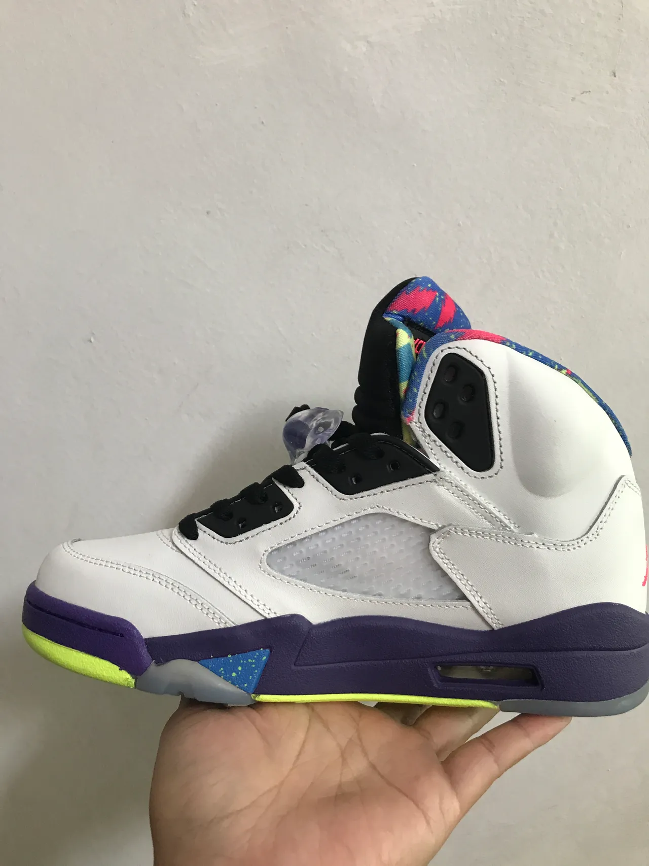 Air Jordan 5 chaussures de basketball blanc violet vert fluo 6