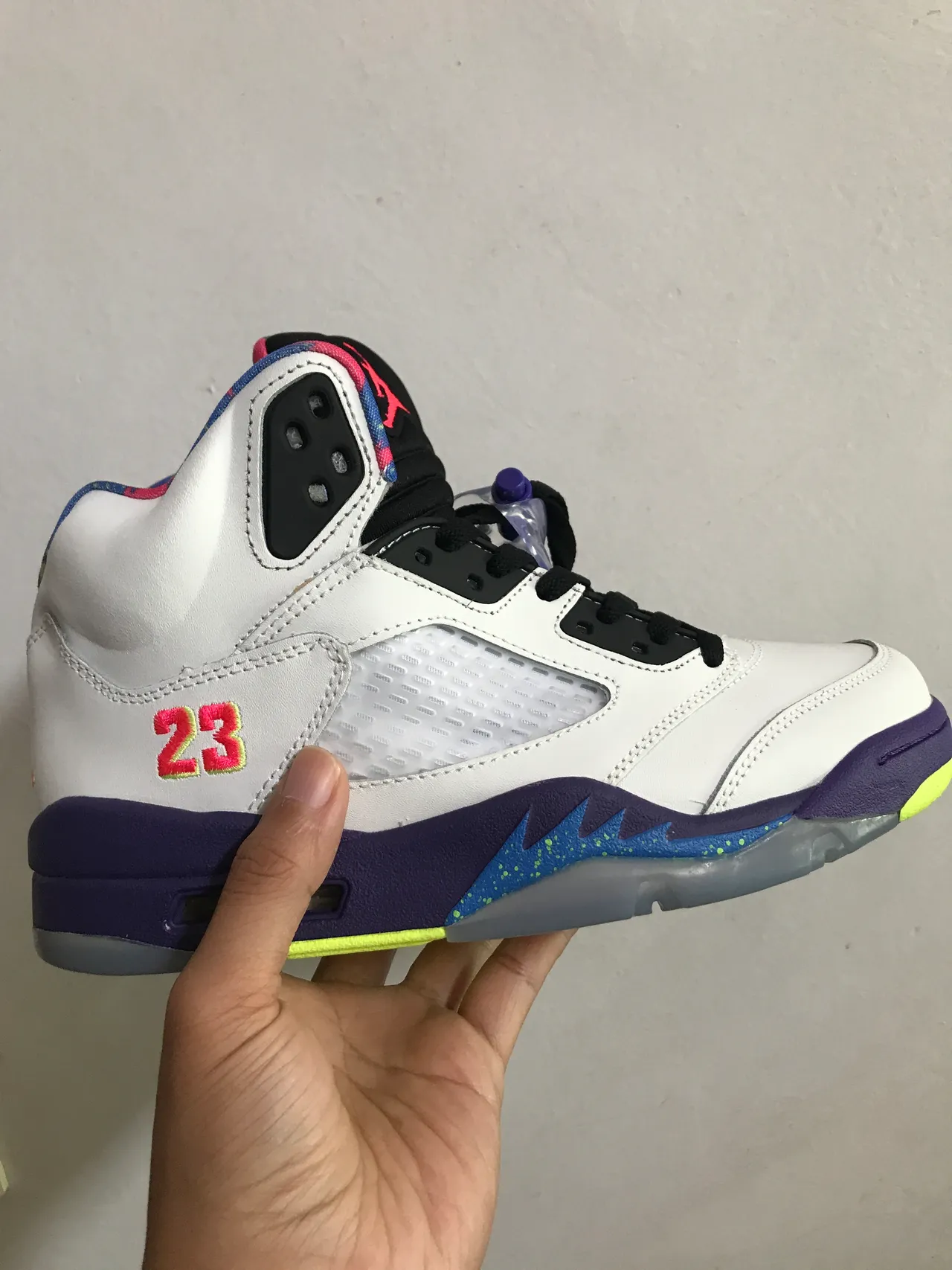 Air Jordan 5 chaussures de basketball blanc violet vert fluo 7