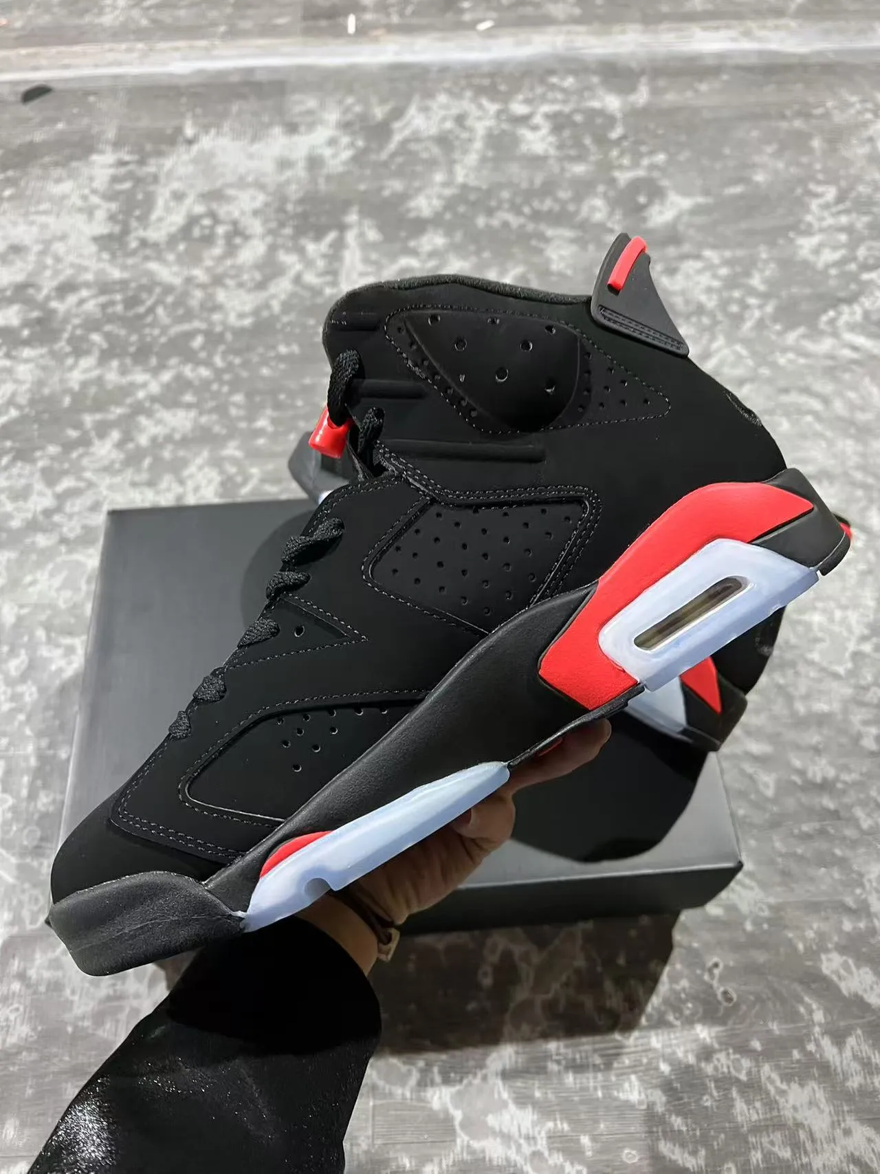 Zapatillas de baloncesto Air Jordan 6 negro rojo hielo 5