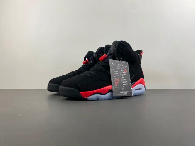 Tênis de basquete Air Jordan 6 preto vermelho branco 10