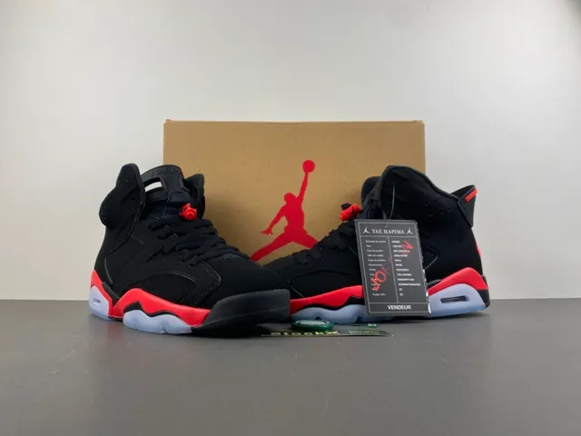 Tênis de basquete Air Jordan 6 preto vermelho branco 13