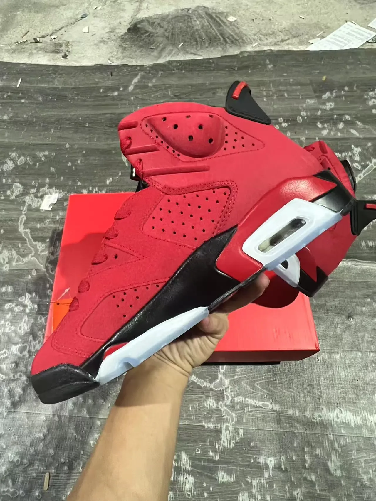 Air Jordan 6 लाल काला सफेद बास्केटबॉल जूते 5