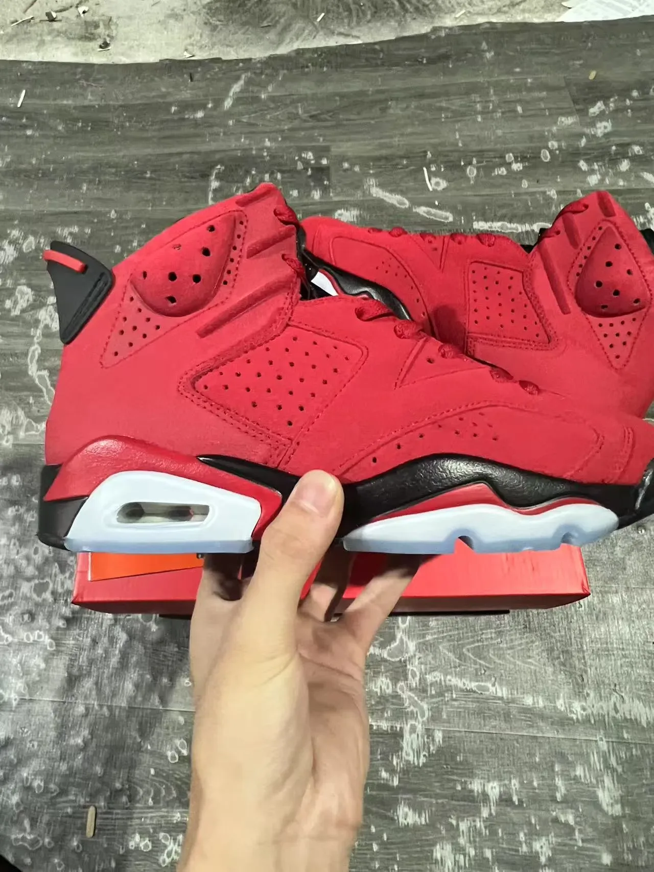 Air Jordan 6 लाल काला सफेद बास्केटबॉल जूते 7