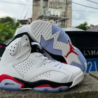 Air Jordan 6 حذاء كرة السلة أبيض أسود أحمر