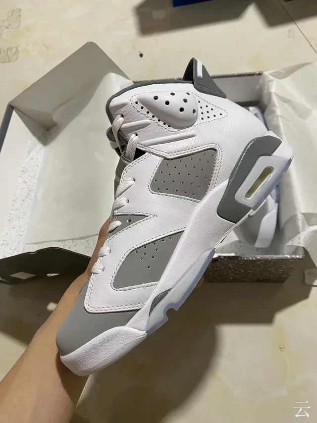 Air Jordan 6 Zapatos de baloncesto blanco gris 4