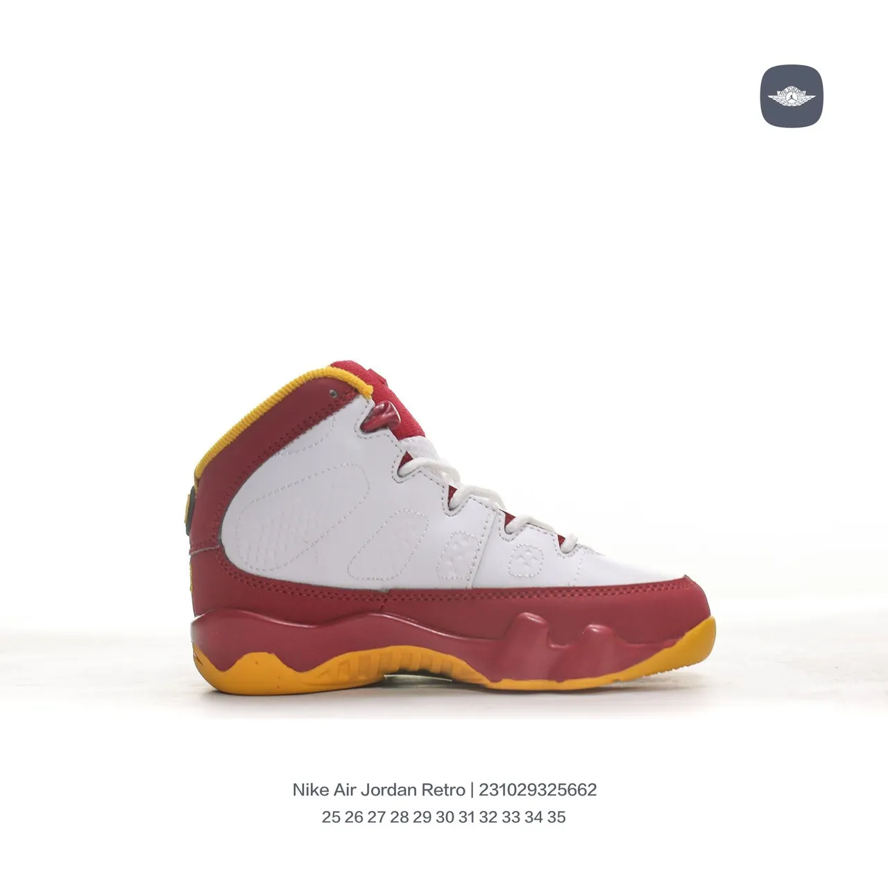 Tênis de basquete Air Jordan 9 Retro branco bordô amarelo 11