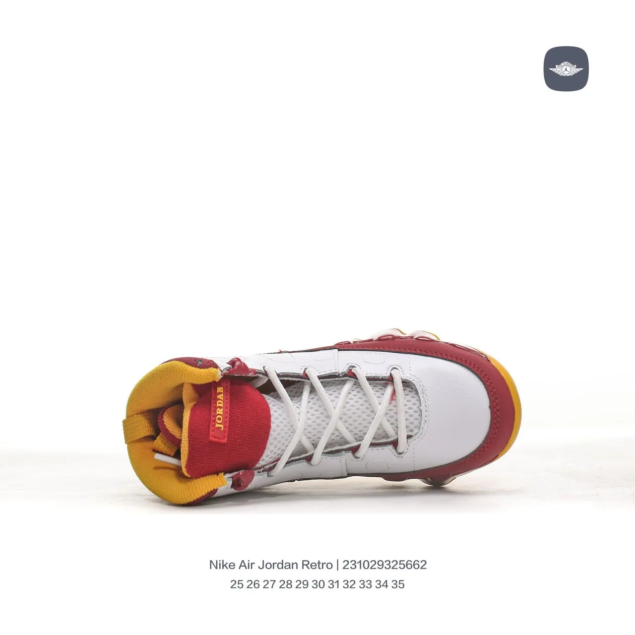 Tênis de basquete Air Jordan 9 Retro branco bordô amarelo 13