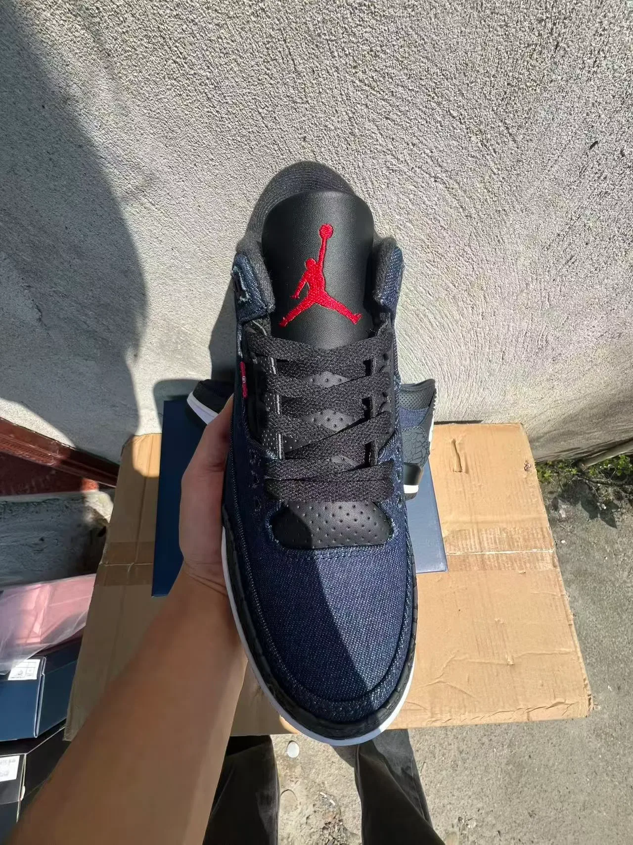 أحذية كرة السلة Air Jordan نافي بلاك هاي توب أعلى الجينز المُنسوج 3