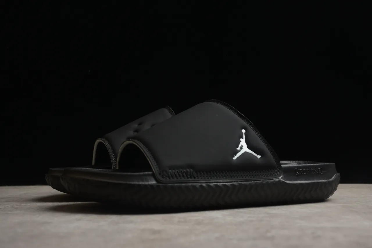 Air Jordan Slide Black Silver Logo Slippers 12