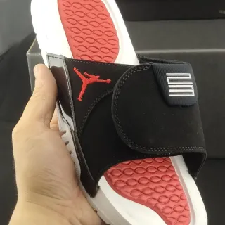 Air Jordan Slide Black White Red Suede Slipper