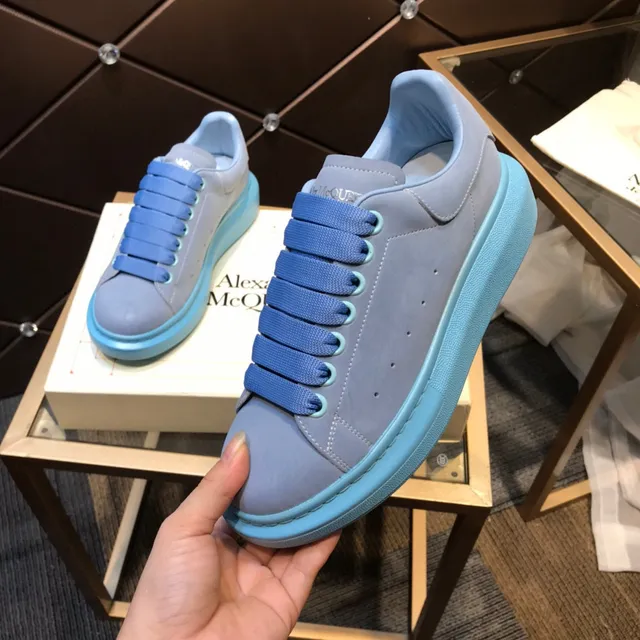 Alexander McQueen Oversized Sneaker Blue Gray Sole Suede-Like Upper Lifestyle Sneakers 2