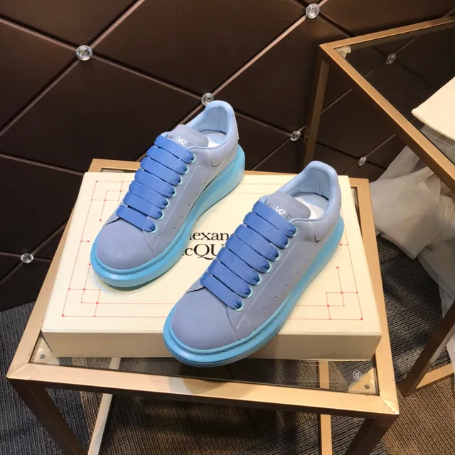 Alexander McQueen Oversized Sneaker Blue Gray Sole Suede-Like Upper Lifestyle Sneakers 3
