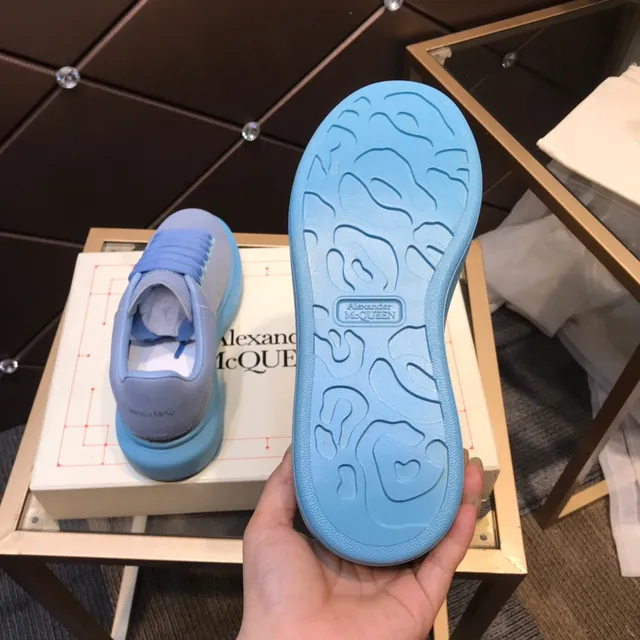 Alexander McQueen Oversized Sneaker Blue Gray Sole Suede-Like Upper Lifestyle Sneakers 4