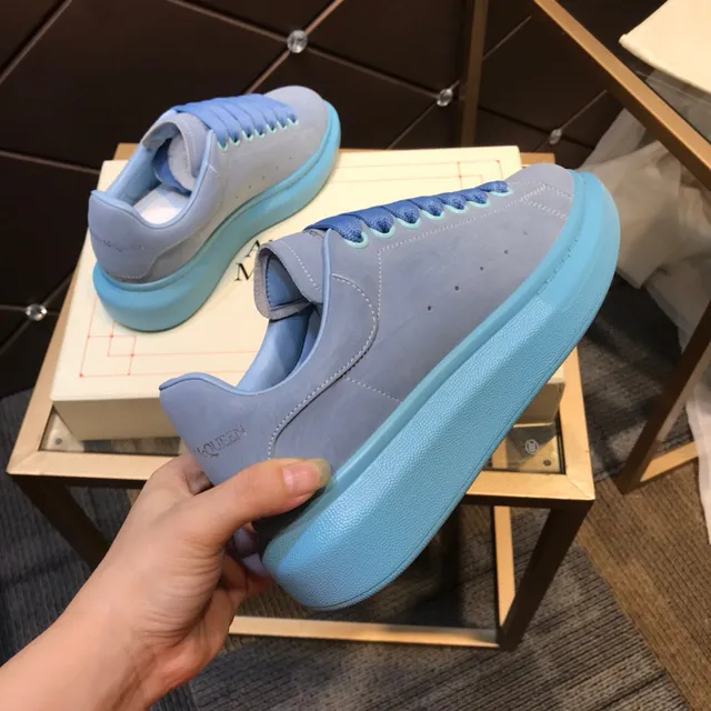 Alexander McQueen Oversized Sneaker Blue Gray Sole Suede-Like Upper Lifestyle Sneakers 5