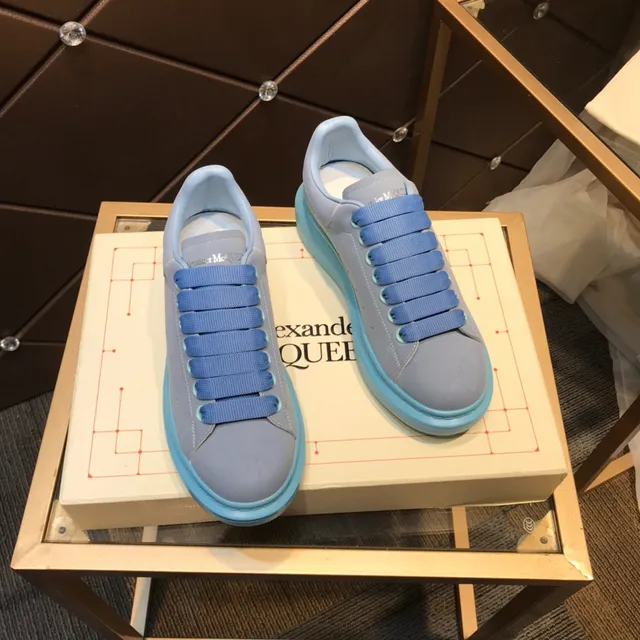 Alexander McQueen Oversized Sneaker Blue Gray Sole Suede-Like Upper Lifestyle Sneakers 7