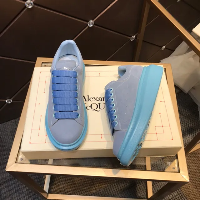 Alexander McQueen Oversized Sneaker Blue Gray Sole Suede-Like Upper Lifestyle Sneakers 8