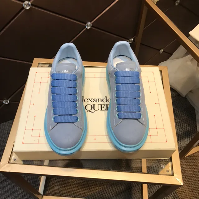 Alexander McQueen Oversized Sneaker Blue Gray Sole Suede-Like Upper Lifestyle Sneakers 9