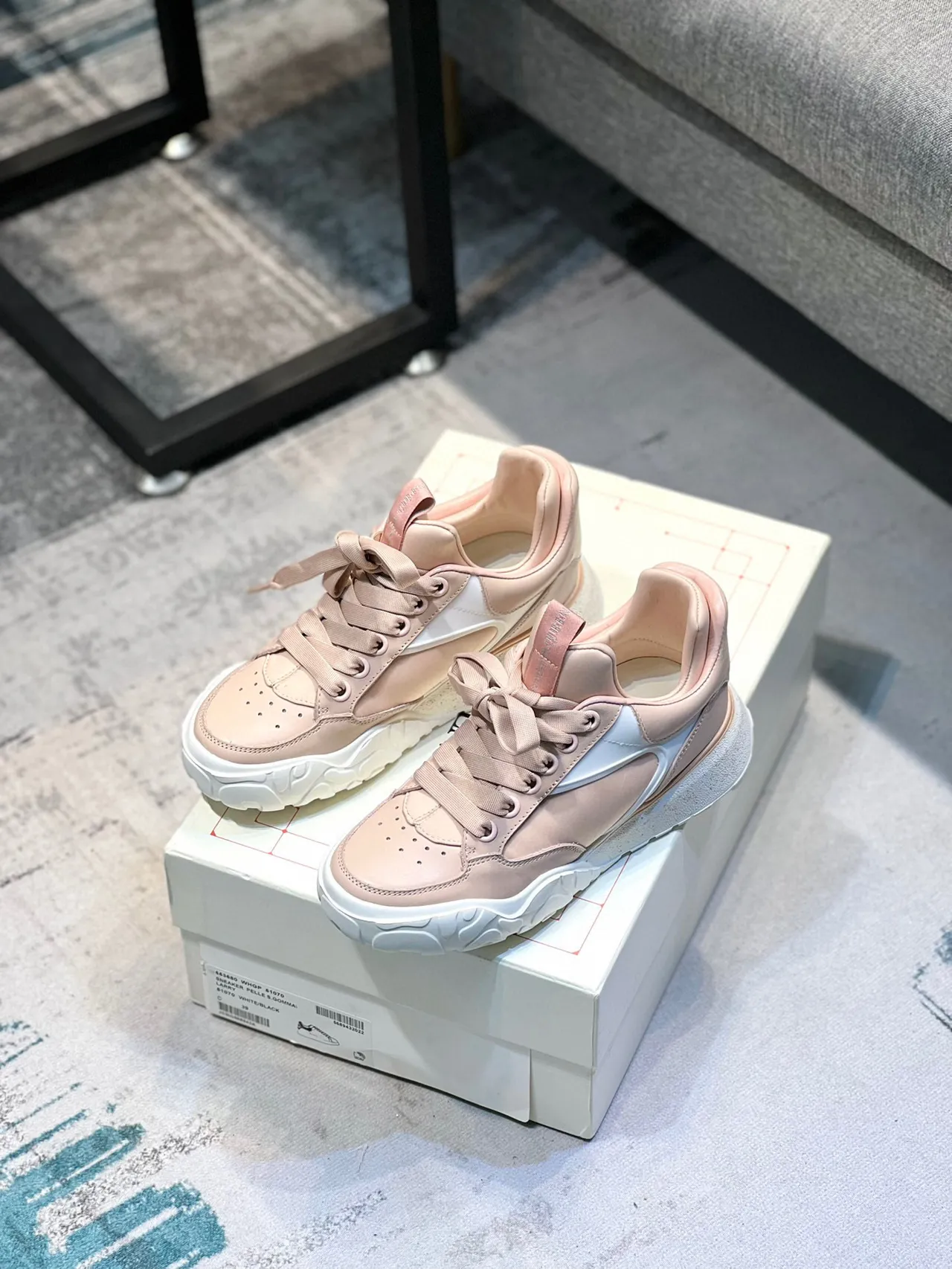 Alexander McQueen Oversized Sneaker Pale Pink White Lifestyle Sneakers 8