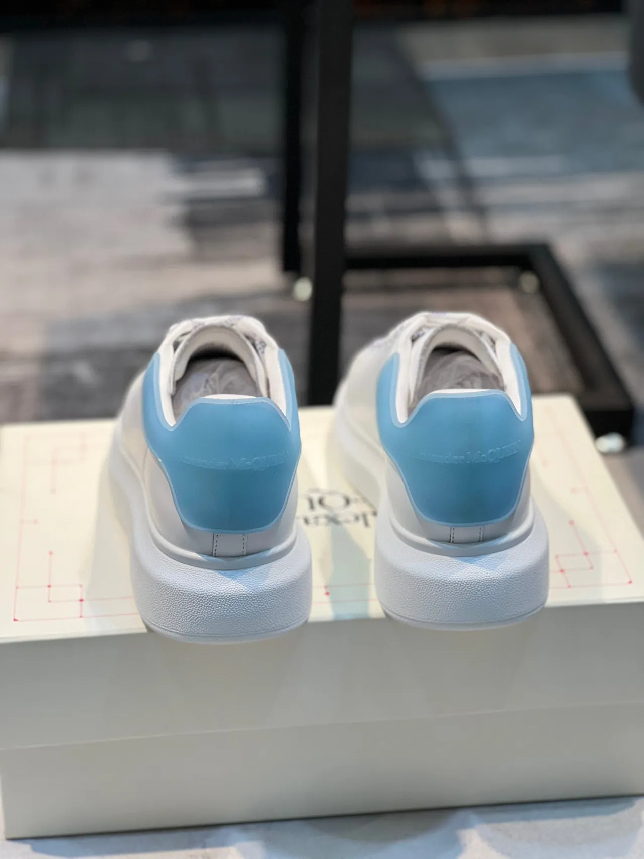 Alexander McQueen Oversized Sneaker White Blue Platform Sole Smooth Leather Upper Lifestyle Sneakers 2
