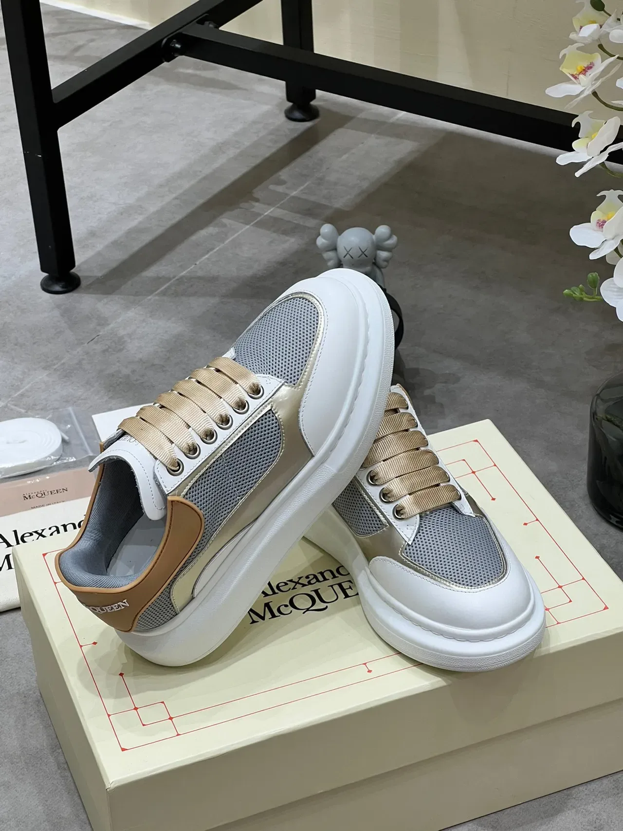 Alexander McQueen Oversized Sneaker White Gray Beige Lifestyle Sneakers 2