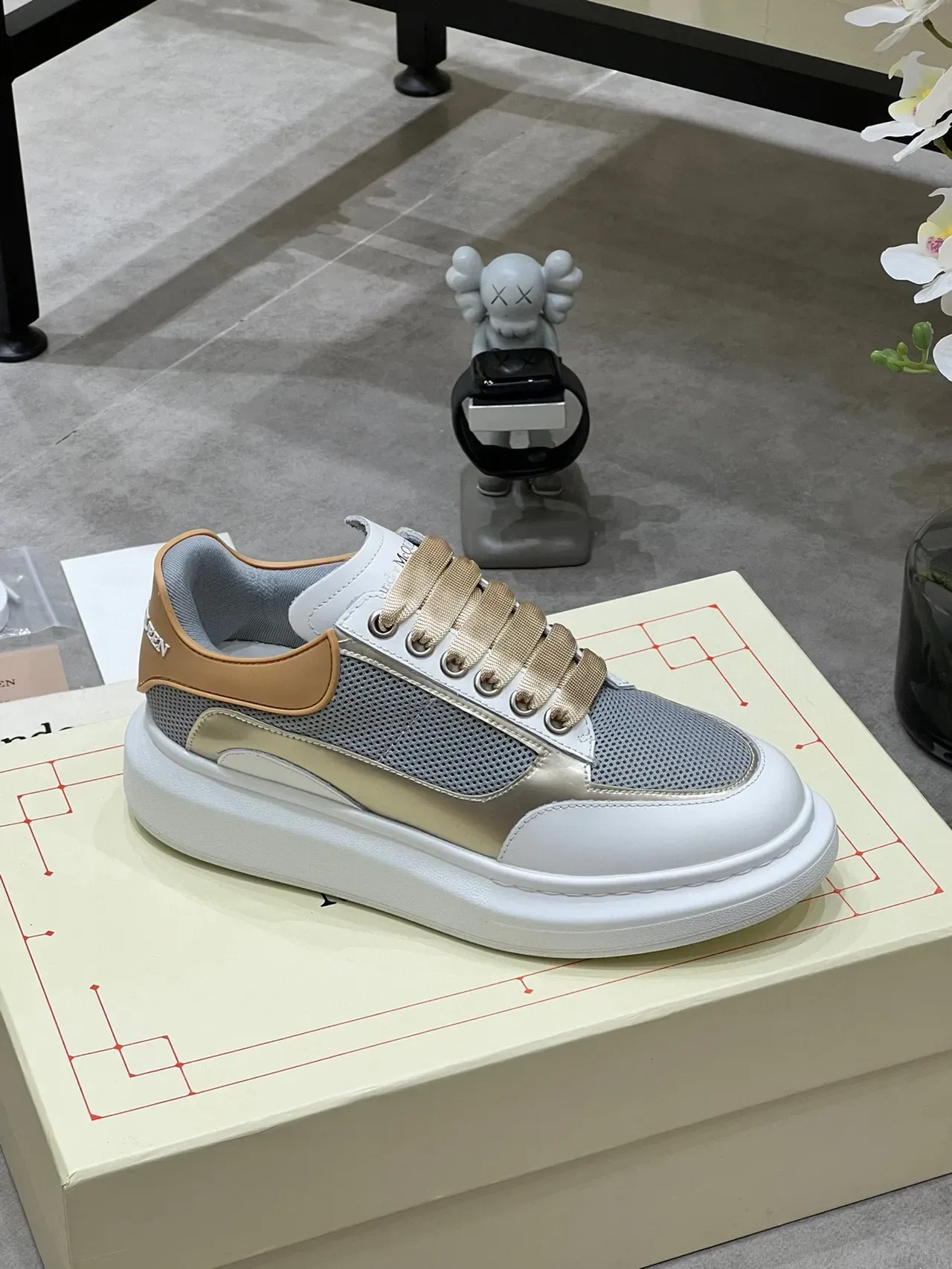 Alexander McQueen Oversized Sneaker White Gray Beige Lifestyle Sneakers 3