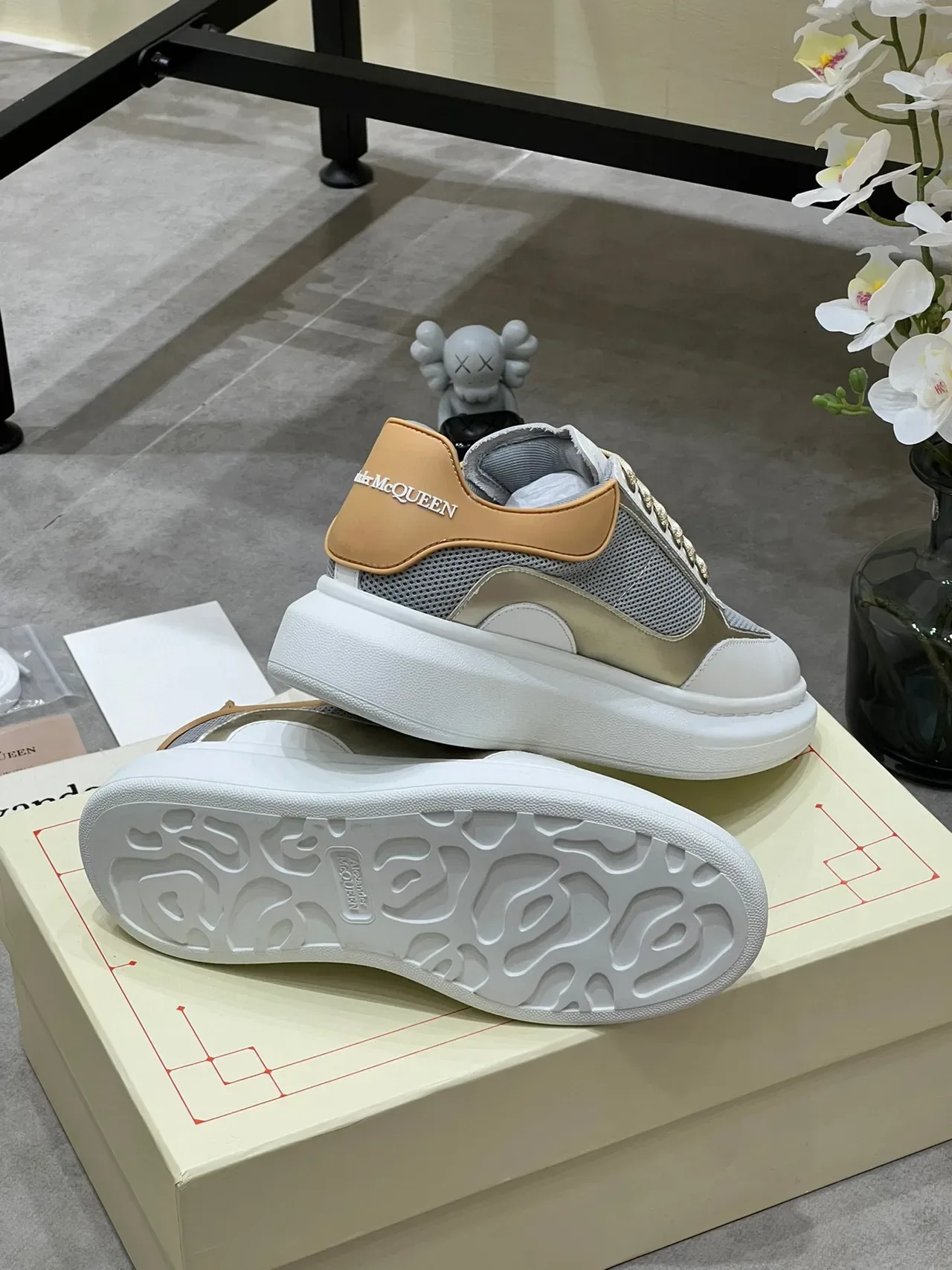 Alexander McQueen Oversized Sneaker White Gray Beige Lifestyle Sneakers 5