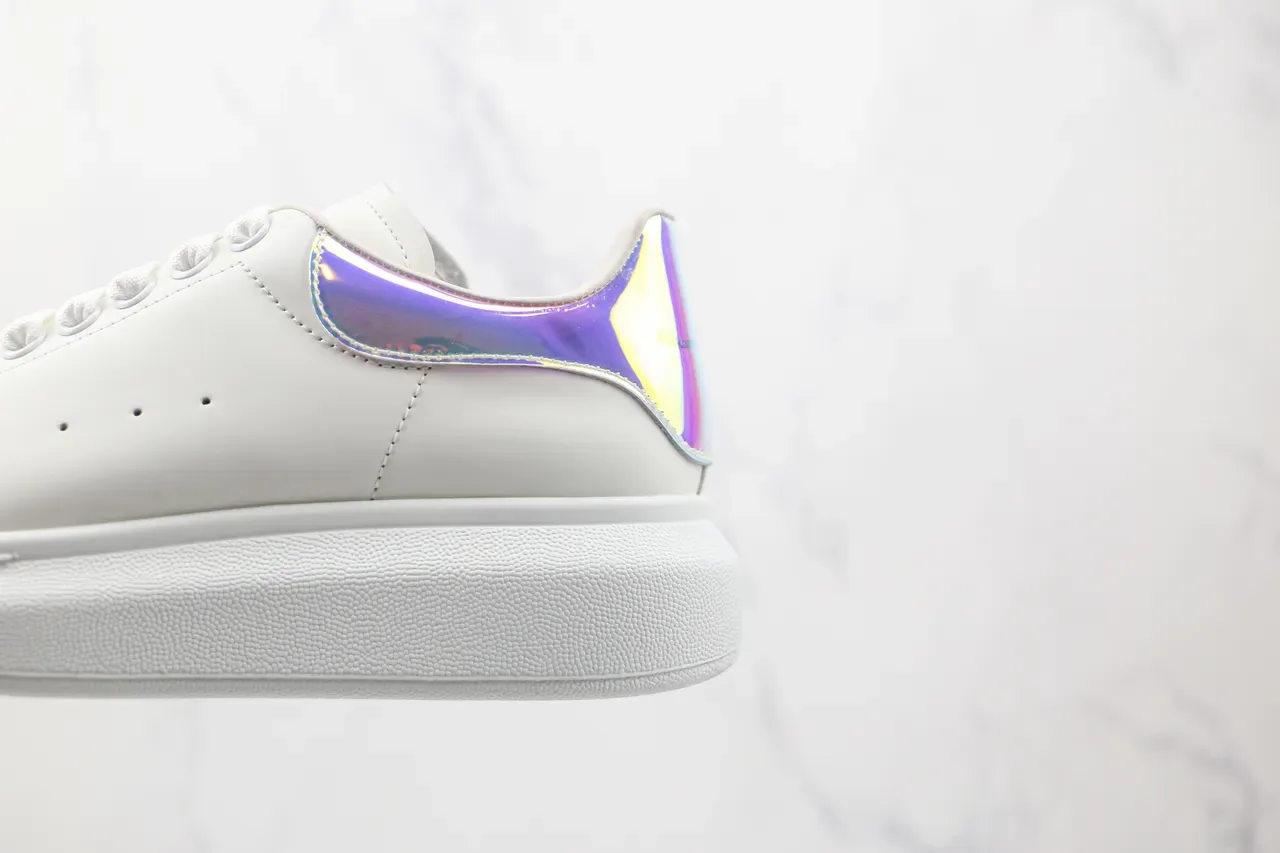Alexander McQueen Oversized Sneaker White Holographic Heel Lifestyle Sneaker 4