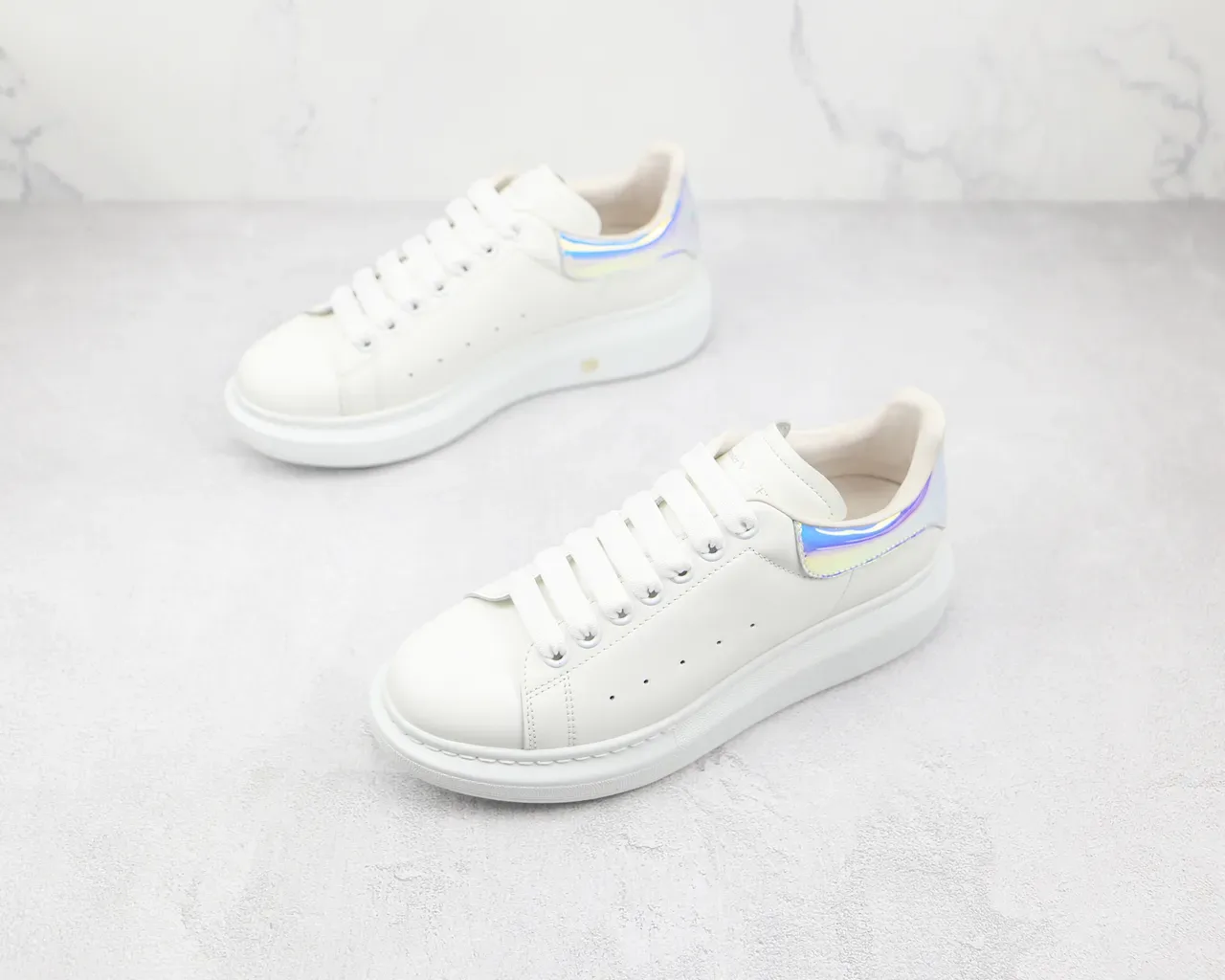 Alexander McQueen Oversized Sneaker White Holographic Heel Lifestyle Sneaker 7